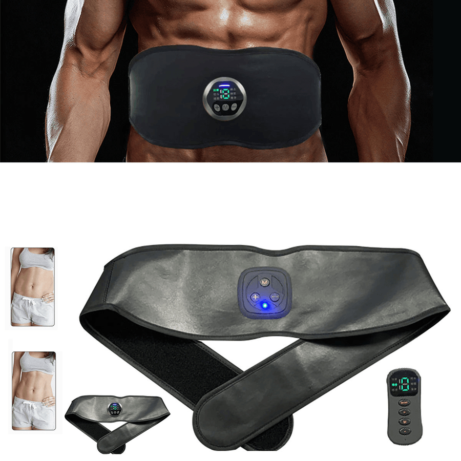 EMS Waist Massager Adjustable 6 Modes 15 Gear Muscle Abdominal Stimulator Training Waist Slimming with Remote Control - MRSLM