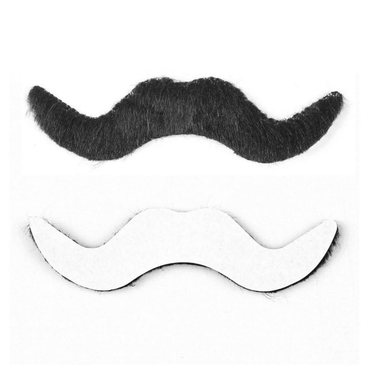 12Pcs Halloween Fake Self-Adhesive Stick-On Mustache Disguise Novelty Toys Set for Halloween Masquerade Party - MRSLM