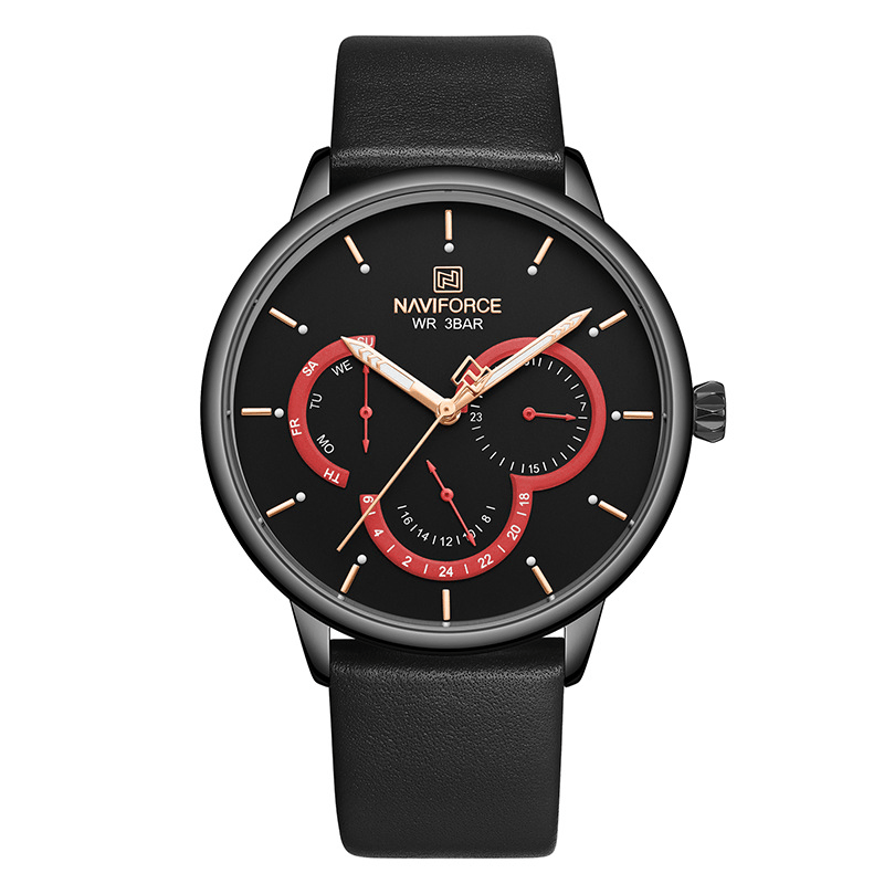NAVIFORCE 3011 Ultra Thin Calendar Casual Style Men Wrist Watch Leather Band Quartz Watch - MRSLM