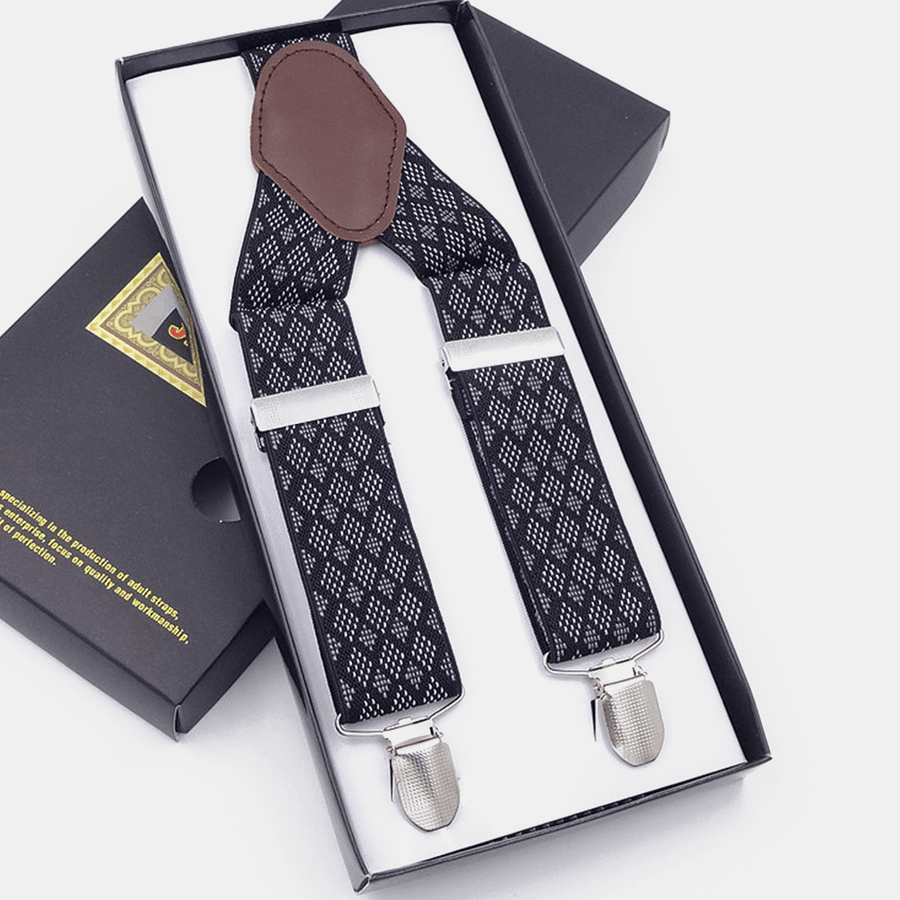 Men 3 Clip 115Cm Adjustable High Elastic Shoulder Sling Trouser Strap Suspenders Braces Belt - MRSLM