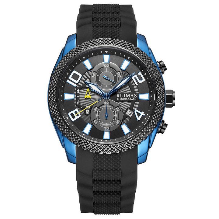 RUIAMS 584 Fashion Men Watch Waterproof Luminous Date Display Chronograph Sport Quartz Watch - MRSLM