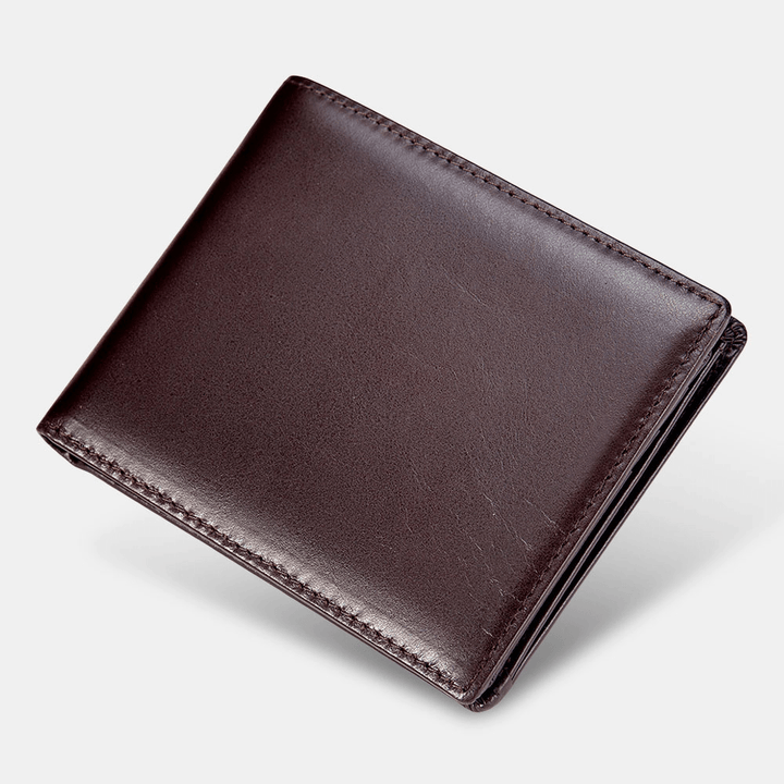 Men Genuine Leather Short Bifold Multi-Card Slot ID Wallets Card Case Money Clip Coin Purse Wallet - MRSLM