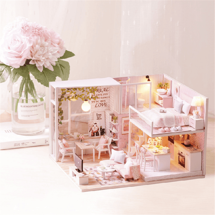 Cuteroom L-022 Quiet Life DIY Doll House with Furniture Light Cover Gift Toy - MRSLM