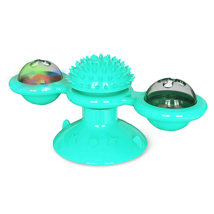 Dog Cat Food Ball Pet Toy Flip-Top Spinning Mill Scratch-Itch Toys Brush for Home Games - MRSLM