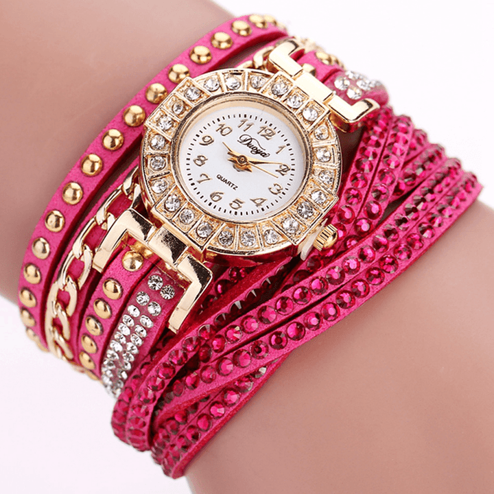 DUOYA Luxury Nation Style Crystal Gold Bracelet Watch Ladies Vintage Quartz Wirstwatches - MRSLM