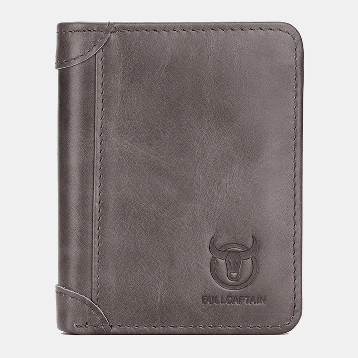 Bullcaptain RFID Antimagnetic Vintage Genuine Leather 9 Card Slots Wallet - MRSLM