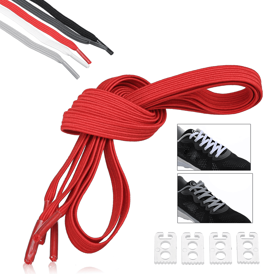 2Pcs 100Cm Elastic No Tie Shoelaces Lazy Free Tie Sneaker Laces with Buckles Sports Running - MRSLM