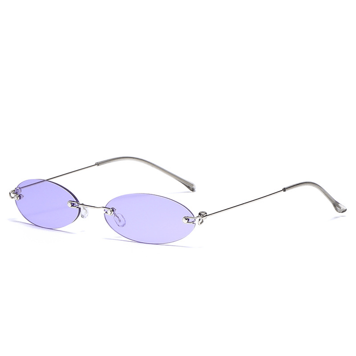 Longkeeper Oval Rimless Sunglasses Women Brand Tiny Retro Purple Black Sun Glasses Men Small Eyewear Oculos Feminino - MRSLM