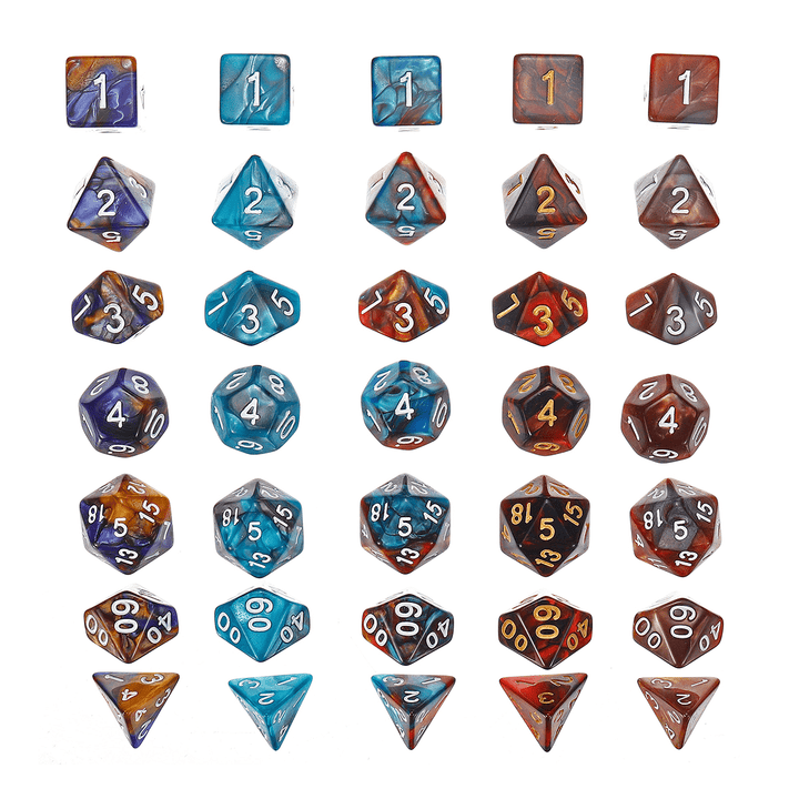35PCS Metal Polyhedral Dices Set for Dungeons & Dragons Dice Desktop RPG Game - MRSLM