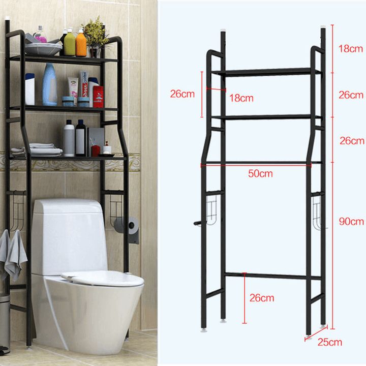 Bathroom Toilet Storage Rack Wall Punch-Free Toilet Washbasin Storage Shelf Bathroom Shelf Rack - MRSLM