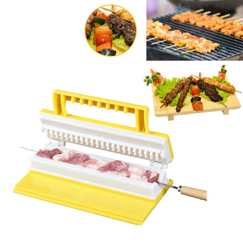 Portable Multi-Functional Single/Double Row BBQ Meat Skewer Kitchen Meat String Device Barbecue String Tool - MRSLM