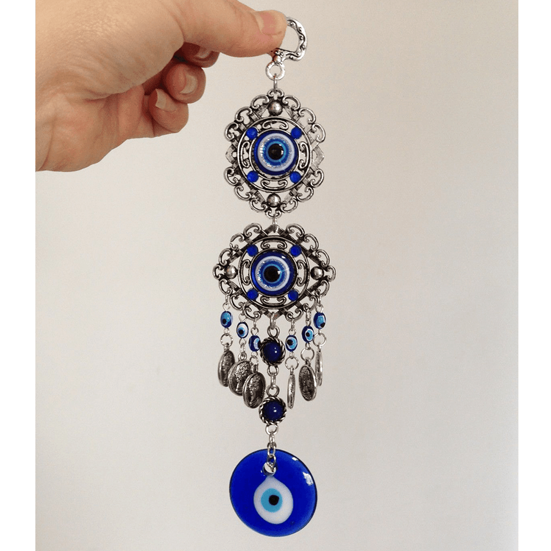 Wall Hanging Pendant Turkish Greek Blue Glass Evil Eye Lucky Eye Charm - MRSLM