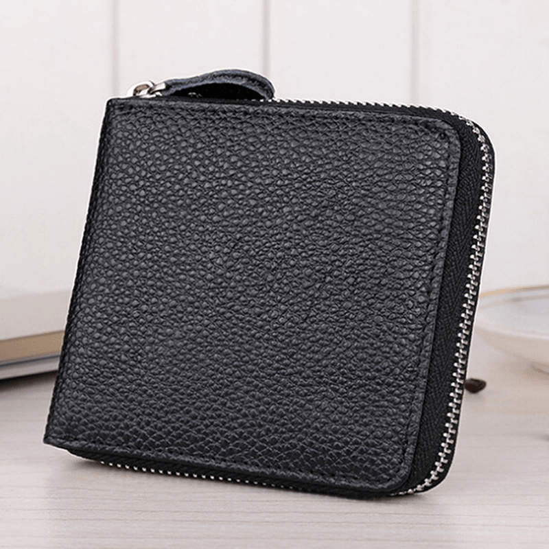 Men Vintage Coin Bag Large Capacity Genuine Leather Wallet - MRSLM