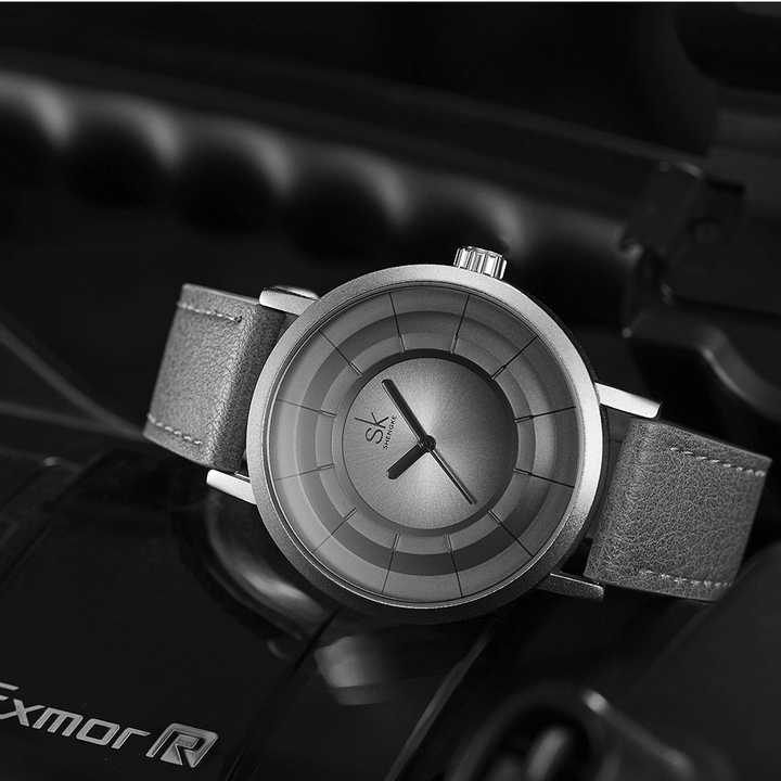 SHENGKE SK K9015 Creative Small Dial Fashion Leather Strap Wterproof Men Quartz Watch - MRSLM