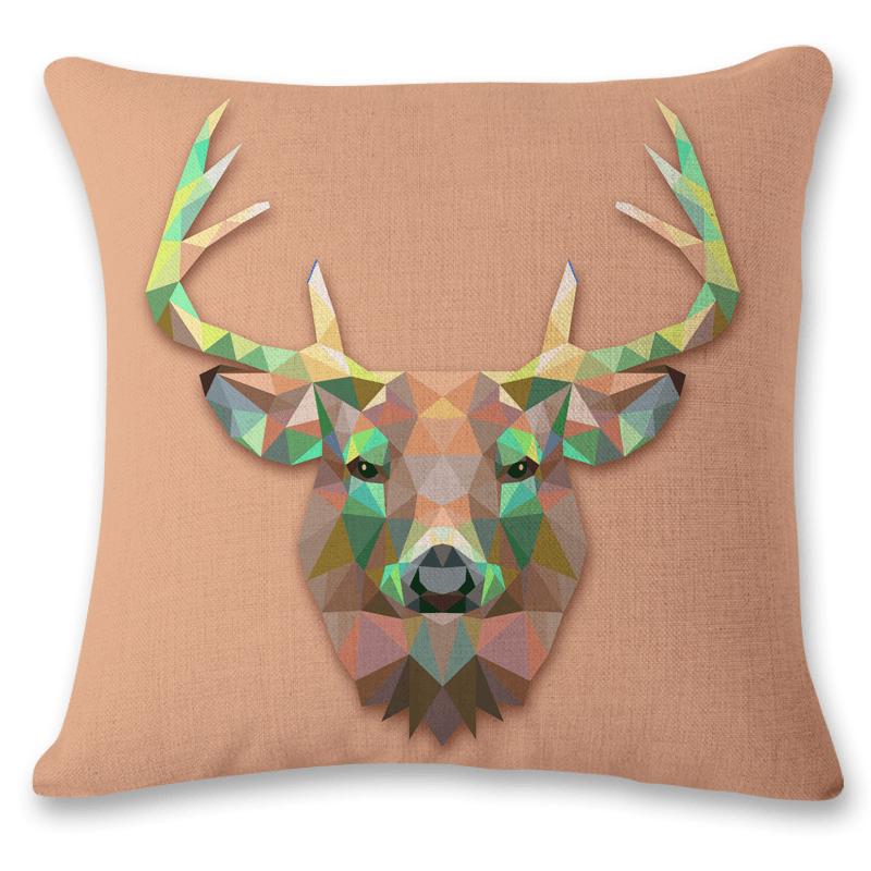 Nordic Style Pillowcase Christmas Deer Pattern Creative Cotton Linen Pillow Cover - MRSLM