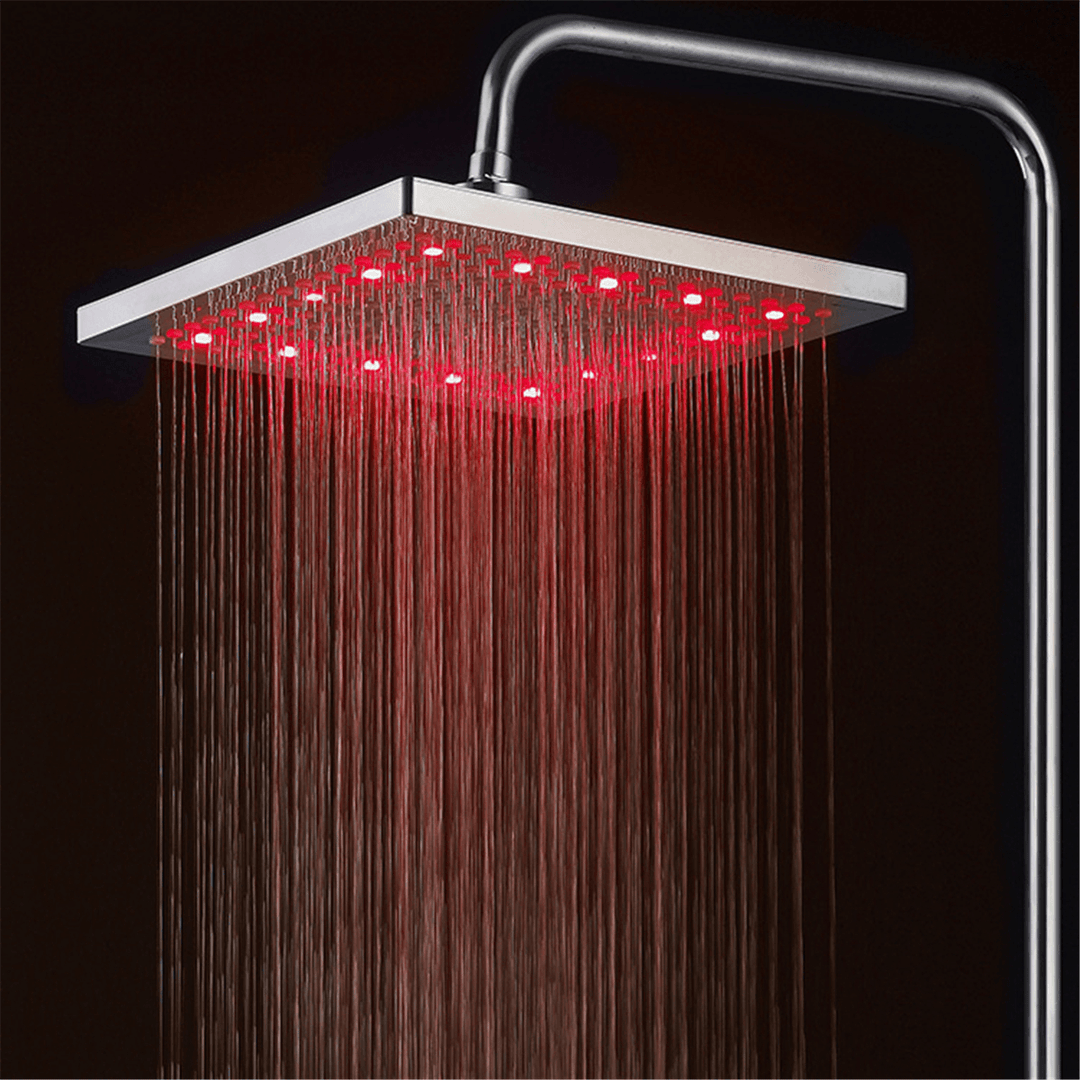 Showerhead 8" LED Rainfall Square Shower Head Automatically 7 Color-Changing - MRSLM