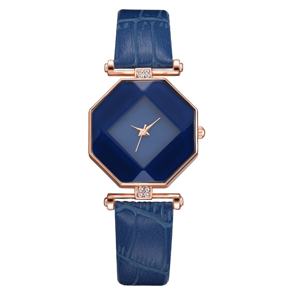 Fahion Diamond Mirror Watch Ladies Dress Ultra-Thin Leather Women Quartz Watch - MRSLM