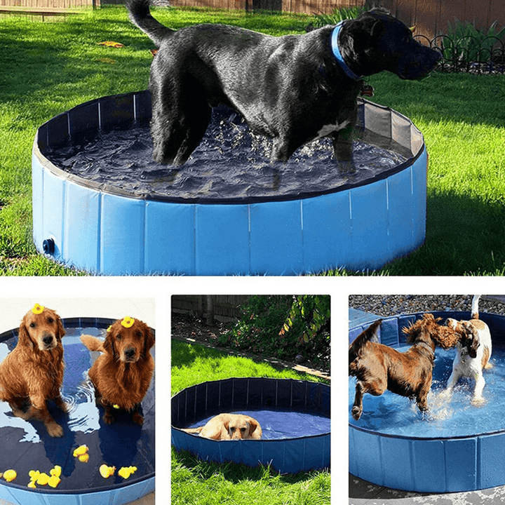 80X20Cm Folding Paddling Pool PVC Pet Bathtub Dogs Cats Puppy Shower Swimming Pool House - MRSLM