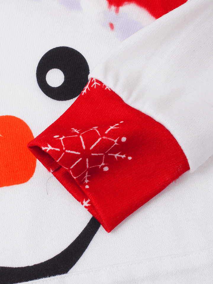 Christmas Women Colorblock Cute Snowman Print Hoodies with Kangaroo Pocket - MRSLM