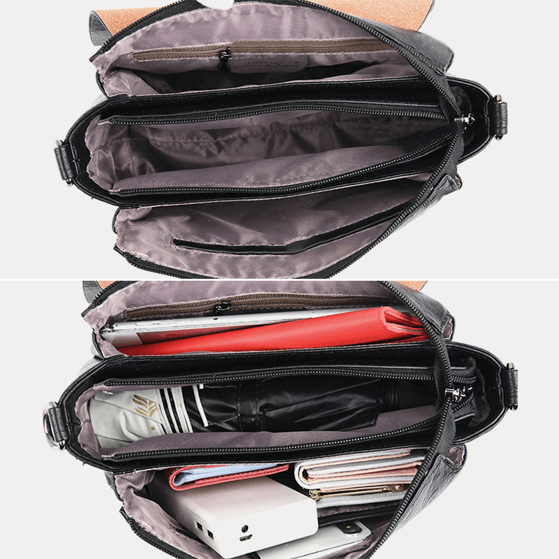 Women Retro Faux Leather Waterproof Magnetic Snap Shoulder Bag 6.5 Inch Phone Bag Crossbody Bag - MRSLM