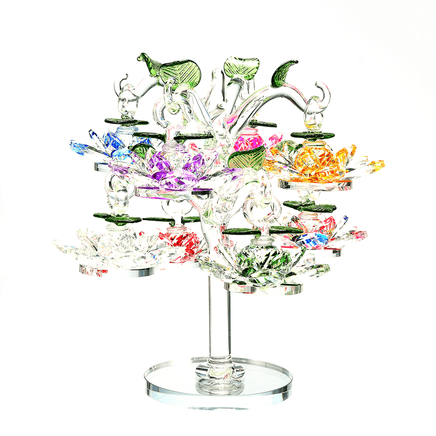 Transparent Chirstmas Tree Hanging Ornaments 60Mm Crystal Glass Lotus Miniature Figurine Home Decorations - MRSLM