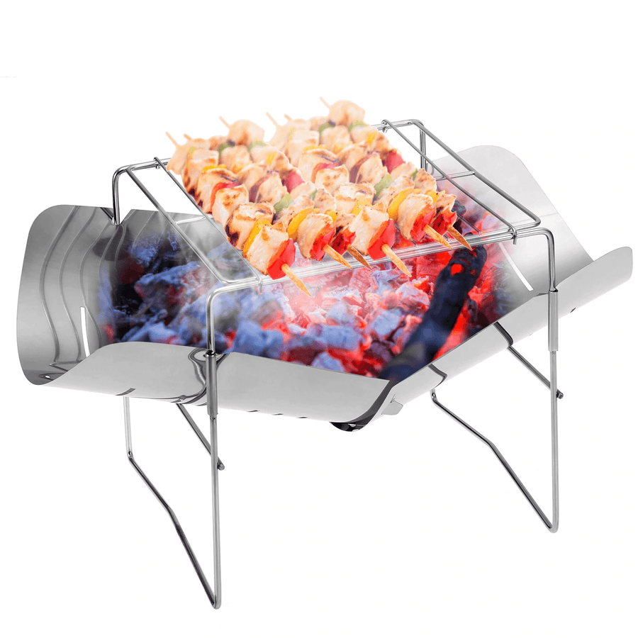 Ultra-Light Stainless Steel Folding Fire Pit High Temperature Resistance Camping Barbecue Wood Stove - MRSLM