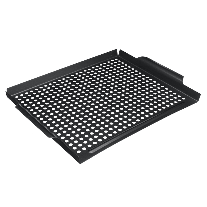 Non-Stick Steel Grilling Tray BBQ Frying Pan Baking Pan Outdoor Camping Picnic Cookware - MRSLM