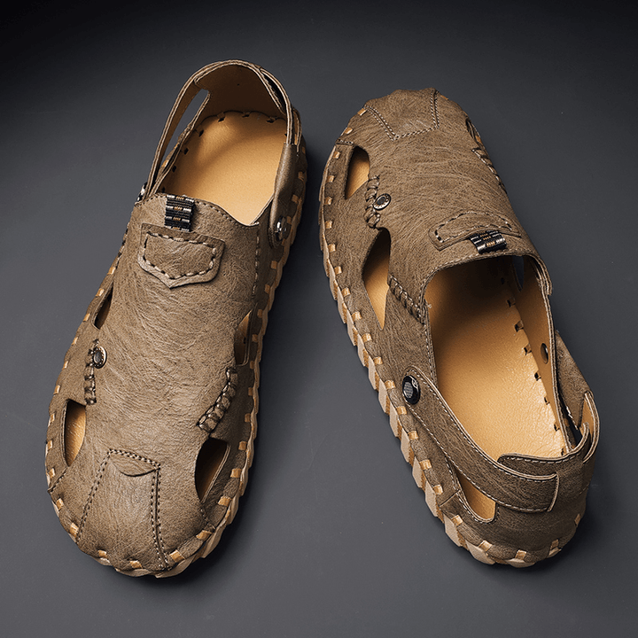 Men Microfiber Closed Toe Non Slip Soft Leisure Sandals - MRSLM