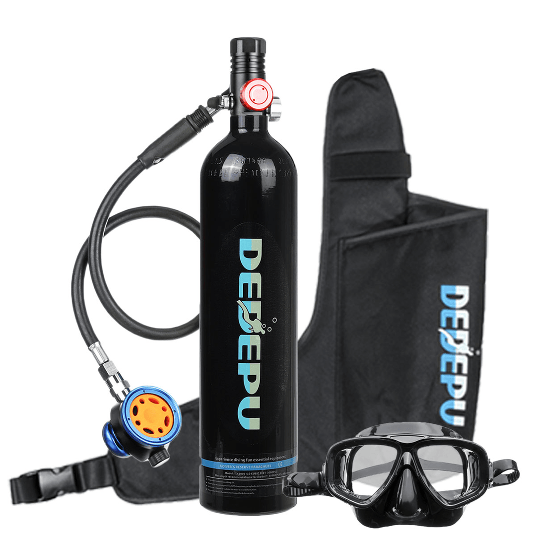 DEDEPU Mini Scuba Diving Tank Set 1L Diving Tank with Snorkelling Glasses+Breathing Valve Underwater Mini Scuba Tank Accessories - MRSLM
