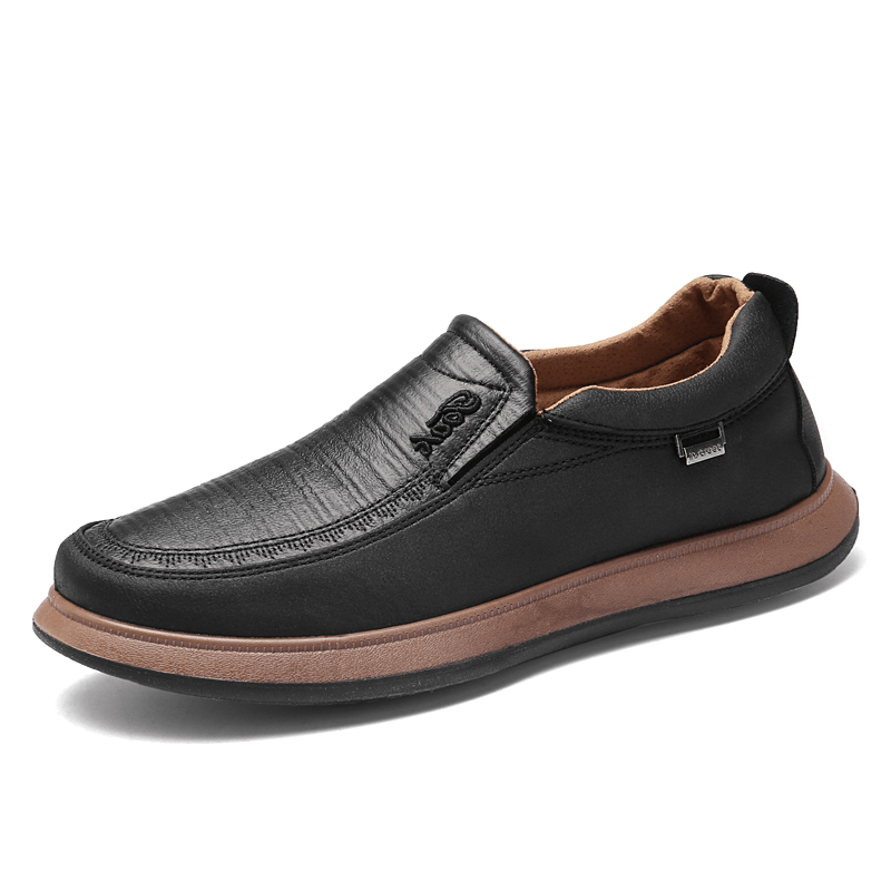 Men Breathable Soft Bottom Non Slip Slip on Solid Casual Business Shoes - MRSLM