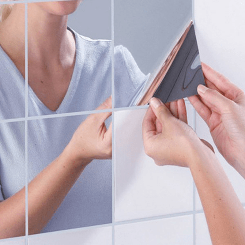 Honana BX-231 16Pcs Bathroom Removeable Self-Adhesive Mosaic Tiles Mirror Wall Stickers Home Decor - MRSLM