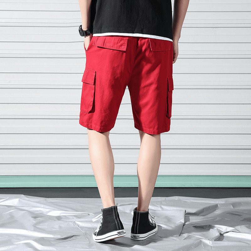 2019 Men'S Summer New Multi-Pocket Tooling Shorts Men'S Large Size Loose Solid Color Tide Male Handsome Five Pants - MRSLM