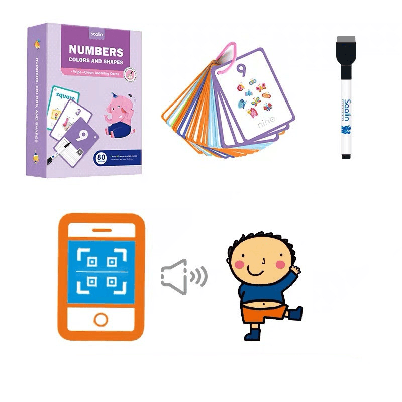 Children Wipe Clean Flash Cards Dot-To-Dot Repeatedly Erase Pen Training Copybook - MRSLM