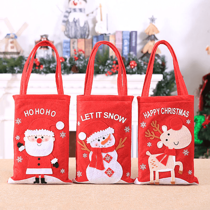 Child Cute Festive Christmas Santa Claus Elk Pattern Decoration Candy Snack Bag Handbag - MRSLM