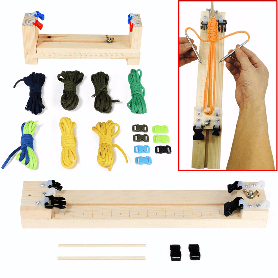 DIY Jig Solid Wood Paracord Bracelet Maker Knitting Tool Wristband Weaving Braiding Device - MRSLM