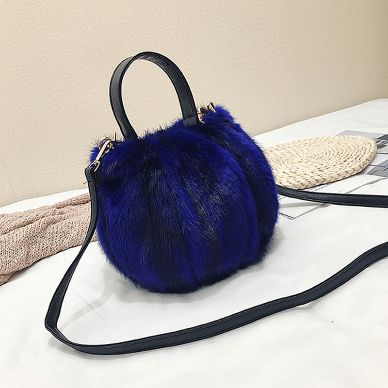 Women Leopard Plush Bag Cotton Bucket Handbag - MRSLM