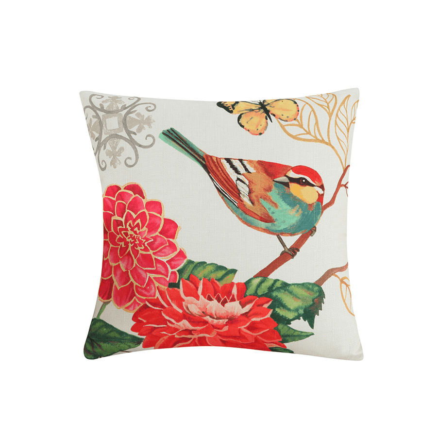 Cotton Linen Colorful Painting Birds Cushion Cover Car Decorative Throw Pillow Case - MRSLM