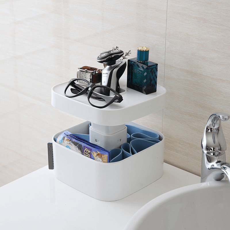 Honana DP-025 Bathroom Multi-Functional Faceplate Shelves Creative Folding Cosmetics Storage Box - MRSLM