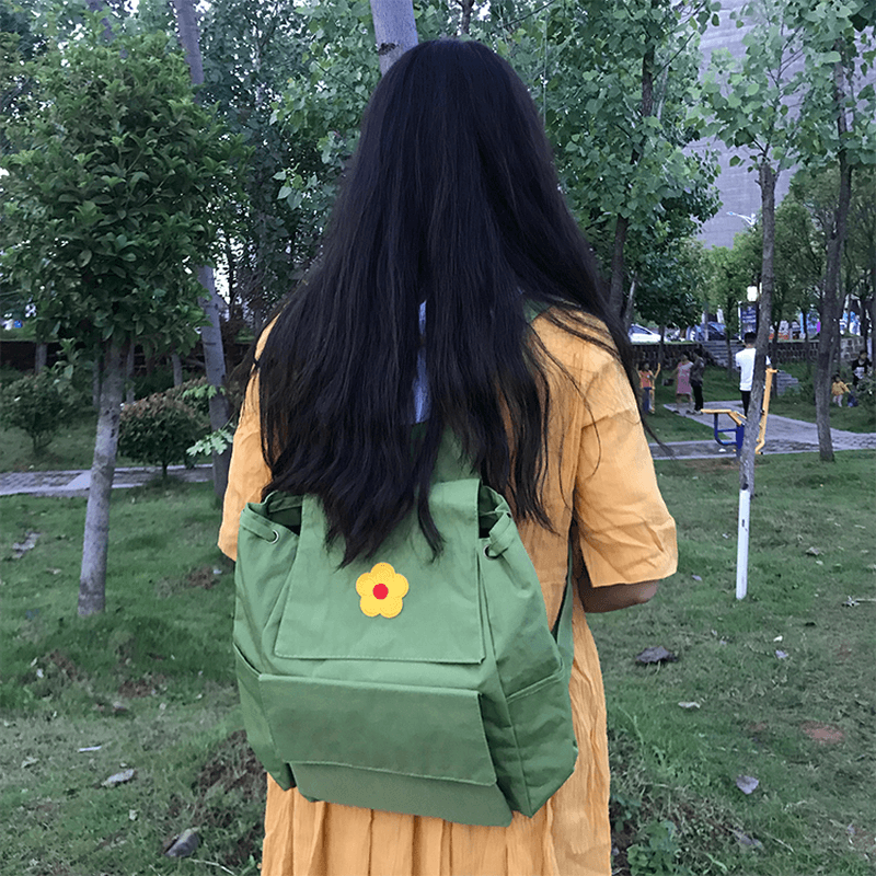 Outdoor Nylon School Bag Portable Girl Backpack Travel Shoulder Bag - MRSLM