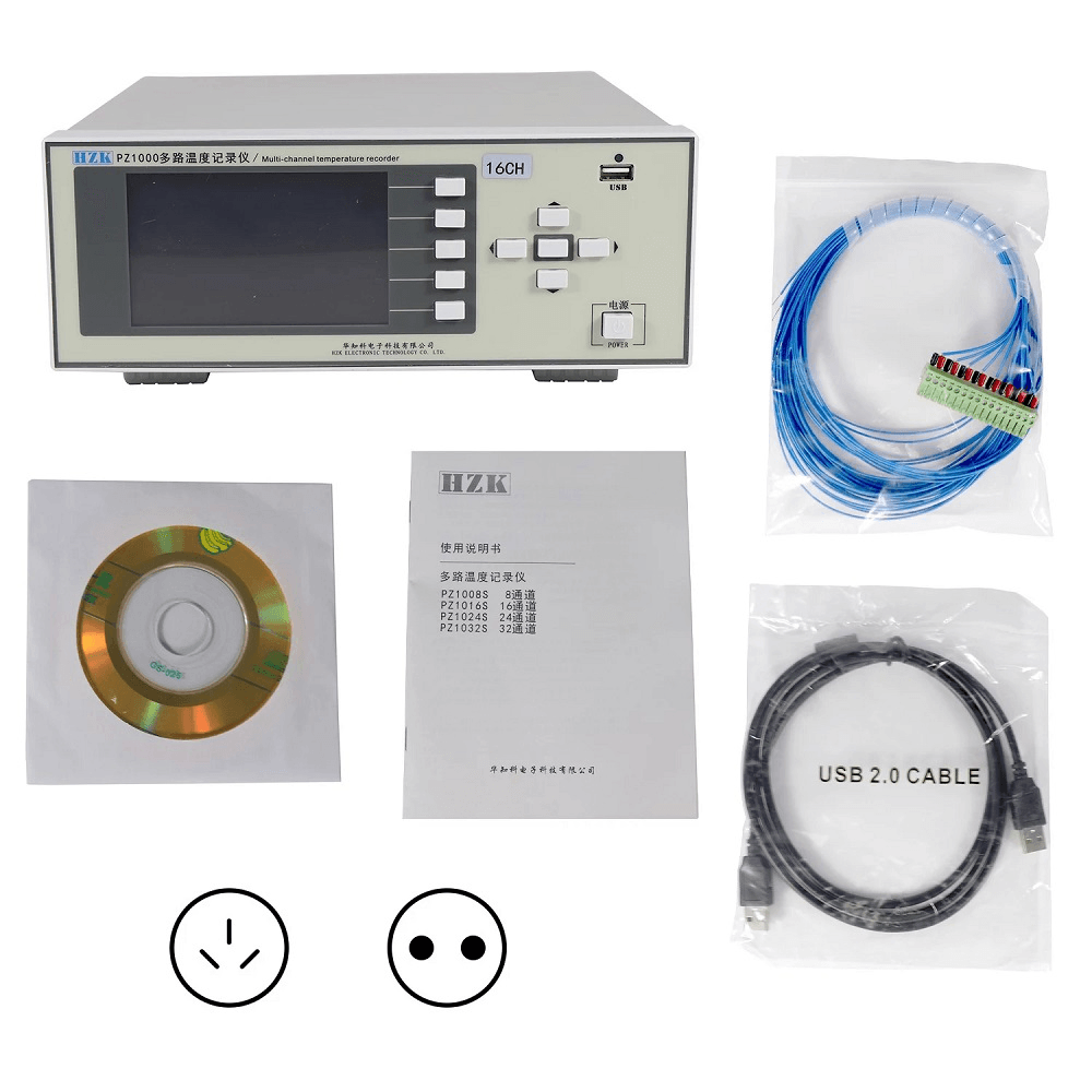 PZ1016S 5Inch Multi-Channel Temperature Recorder 16-Channel Temperature Tester Built-In 8G Memory List Beeper Alarm - MRSLM