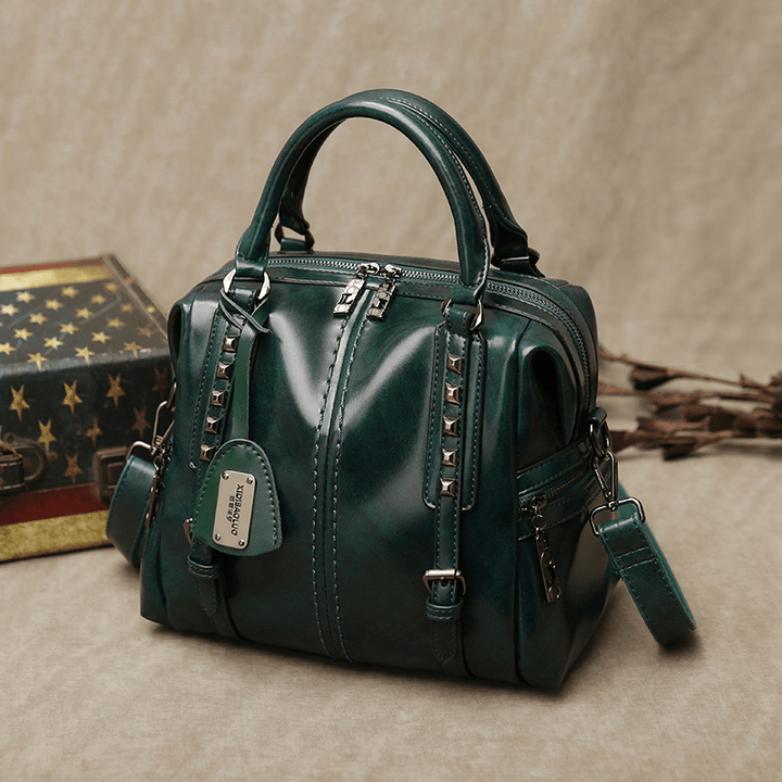 Unisex Faux Leather Retro Vintage Fashion Multi-Carry Handbag Tote Crossbody Bag - MRSLM