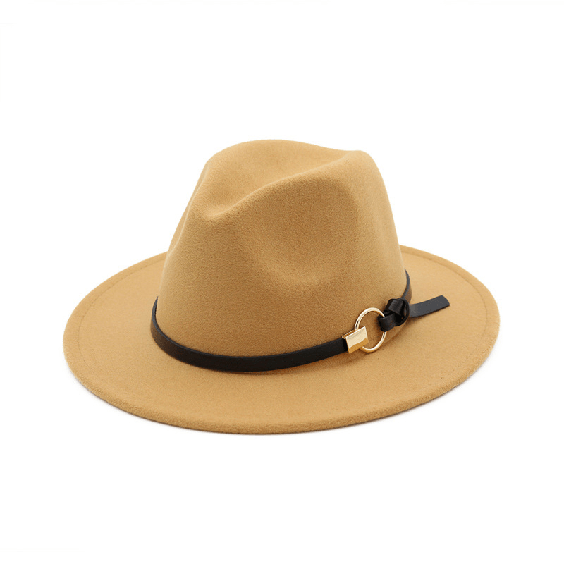 Simple Belt Flat Brim and Big Rim All-Match Jazz Hat - MRSLM