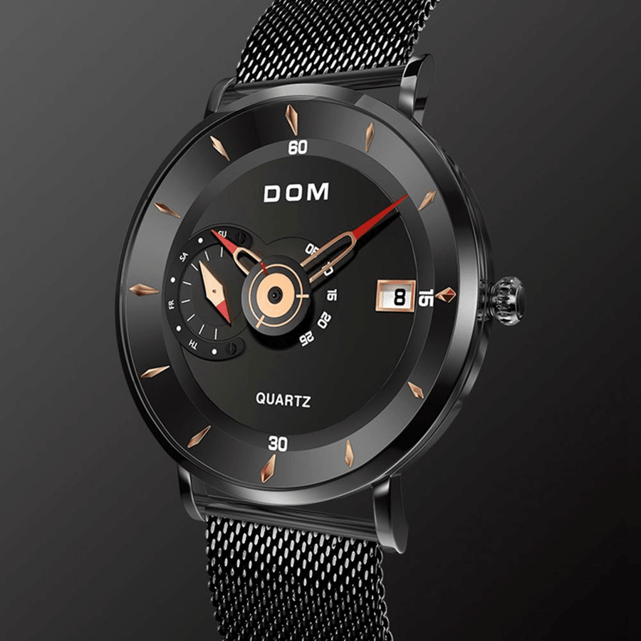 DOM M-1299 Ultra Thin Business Style Men Wrist Watch Full Steel Band Creative Quartz Watch - MRSLM