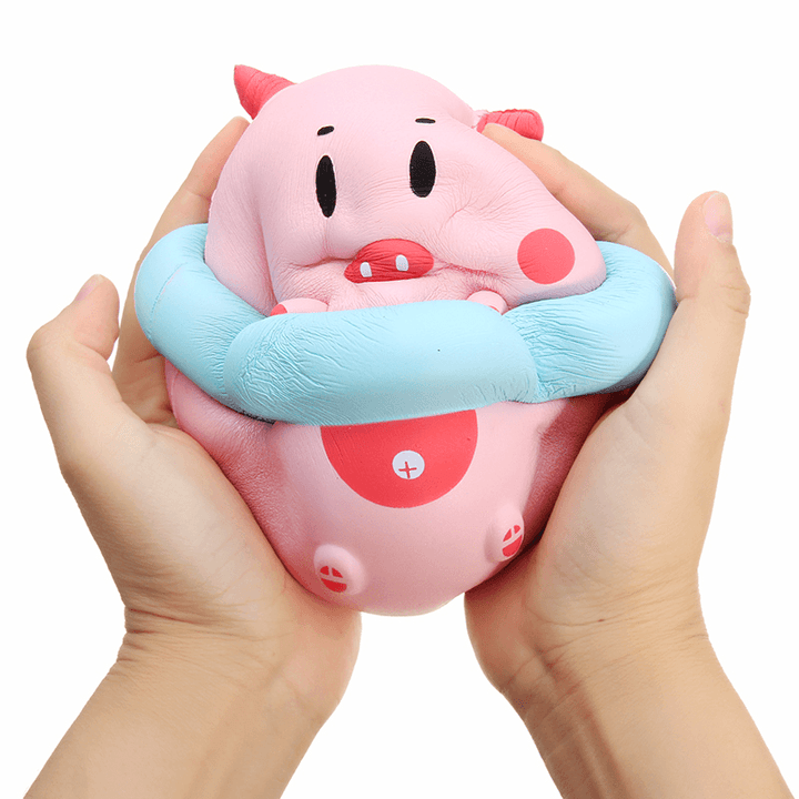 Yunxin Squishy Jumbo Piggy 16Cm Pig Wearing Lift Buoy Slow Rising Cute Collection Gift Decor Toy - MRSLM