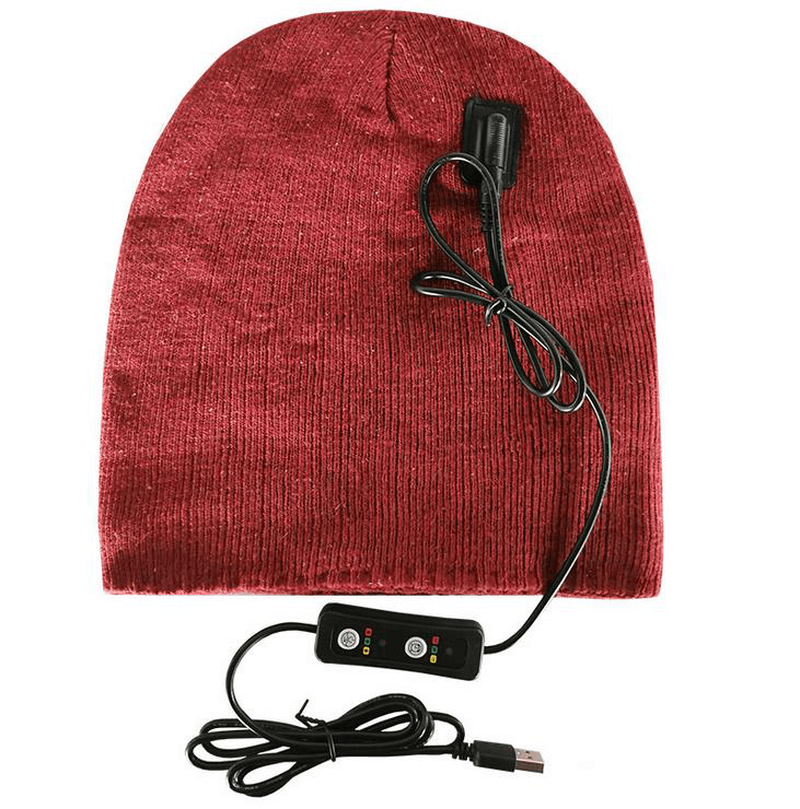 USB Rechargeable Heated Hat Electric Heated Knitting 3 Temperature Control Intelligent Warm Cap for Winter Outdoor - MRSLM