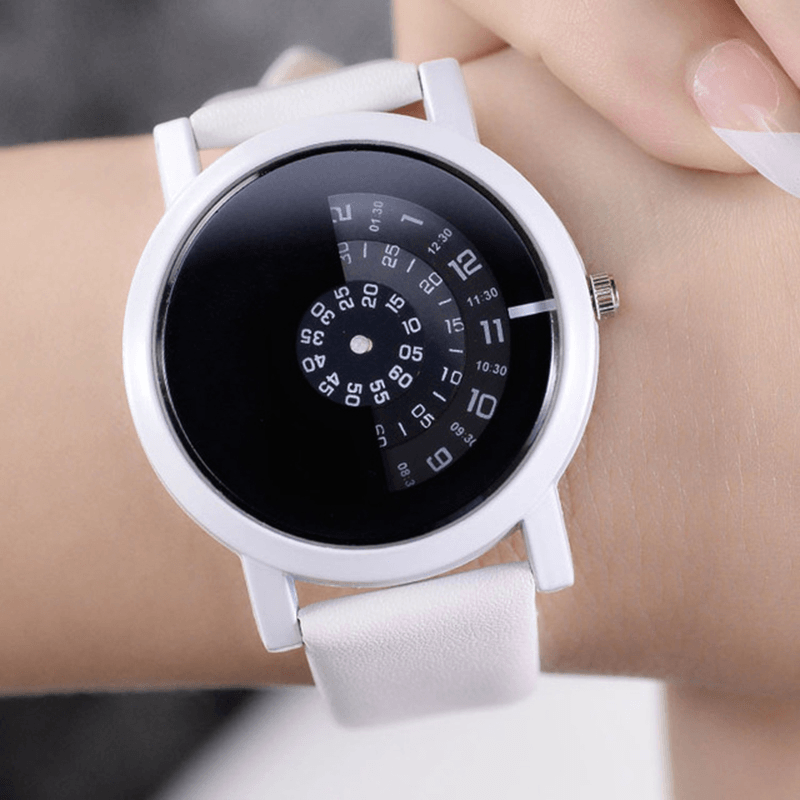 Fashion Sport Casual Elegant Women Watches Rotate Indicator Design Leather Band Quartz Watch - MRSLM