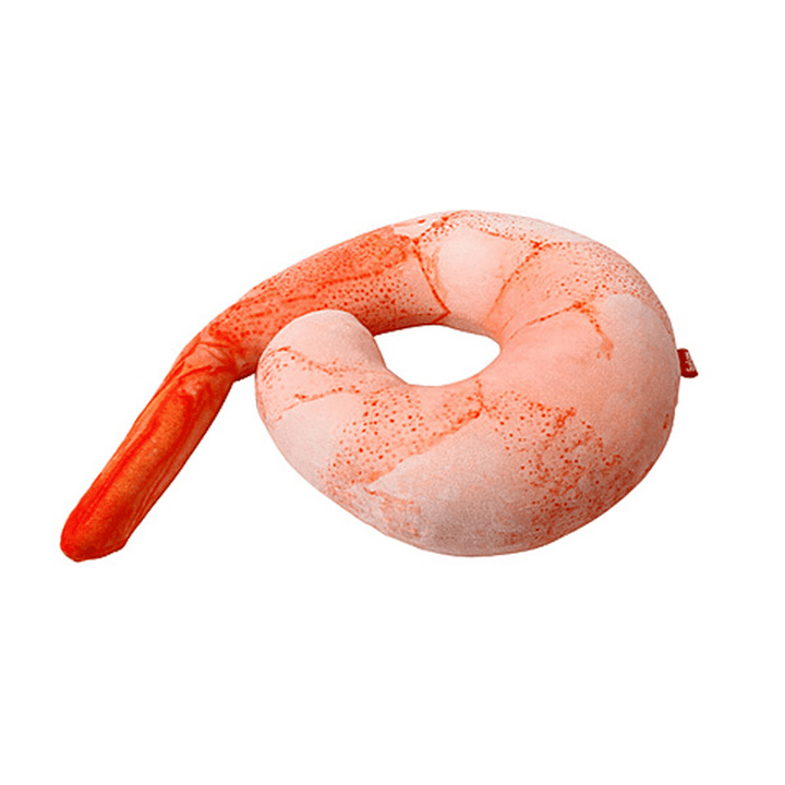 Creative 3D Squishy Shrimp Throw Pillow Plush U Shape Sofa Car Office Neck Cushion Home Decor - MRSLM