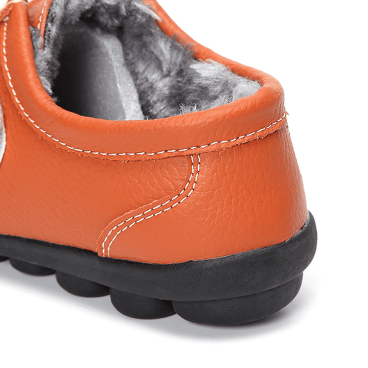 Artificial Fur Lining Winter Snow Hook & Loop Flat Shoes - MRSLM