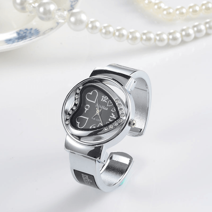 Deffrun Heart-Shaped Full Steel Women Bracelet Watch Crystal Colorful Quartz Watch - MRSLM