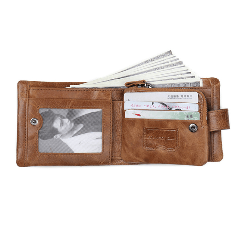 JINBAOLAI Men Genuine Leather Vintage Wallet Multicard Slots Card Holder Purse - MRSLM